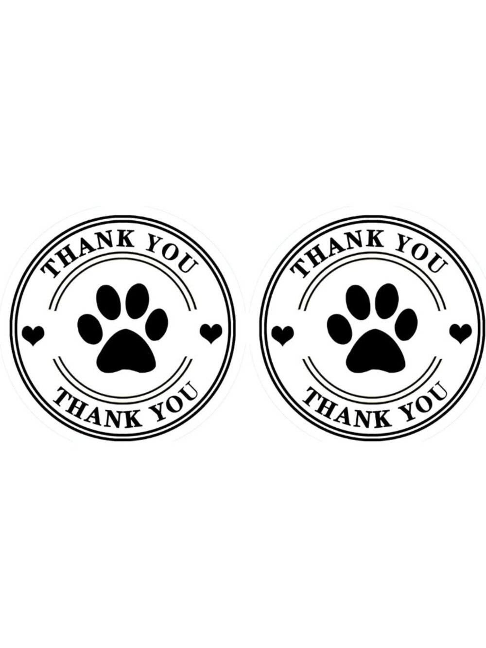 500 Black Paw Print Thank You Labels - Puppy Footprint Stickers for Gifts